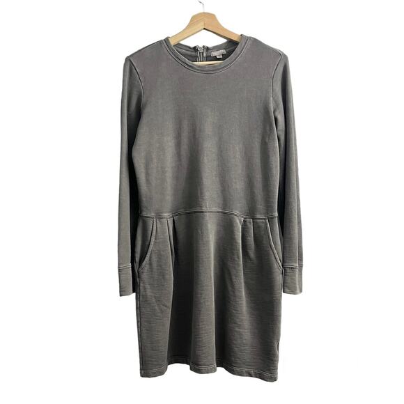 GAP MEDIUM Gray Sweater Dress Long Sleeve Lagenlook with Pockets Distressed Fade - Picture 1 of 11